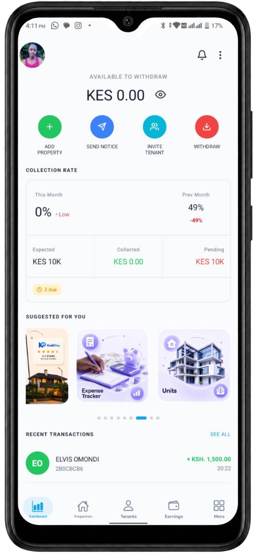 KodiiPay — rent & property payments app preview